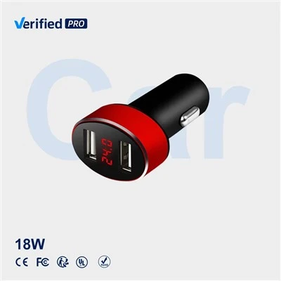 18W Dual Port Car Ladegericht Adapter 5A Ausgabe ABS -Material im Auto -LED -Display -Ladegerät